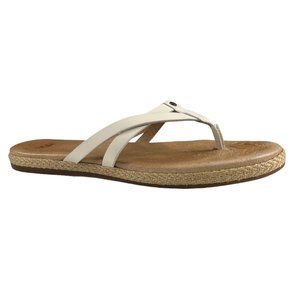 UGG Annice Women’s White Leather Thong Flip Flop Jute Wrapped Sole Size 7.5